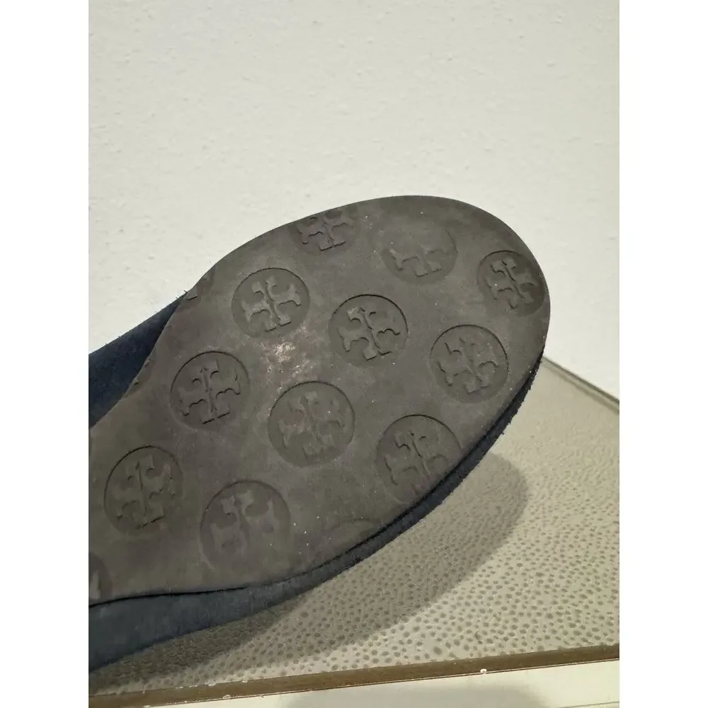 Tory Burch Reva Navy Suede Leather Ballet Flats size 6 M